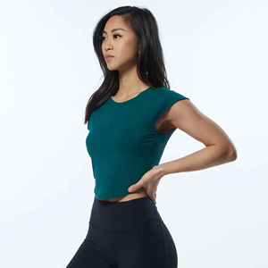 Haut court tricoté en coton imprimé de son propre logo, haut court basique et décontracté sans manches, col rond, hauts côtelés pour femmes - Product Image 3