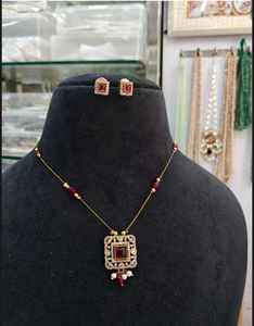 Premium Handmade American Diamond Pendant Set Gold Plated CZ Stone for Party Wear Weddings Great Gift Idea Bulk Product - Product Image 1