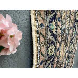 Alfombra de 1.7x9.1 pies, Alfombra Turca Vintage, Alfombra de Lana Azul - Product Image 3