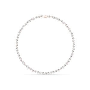 Collar de tenis de lujo chapado en oro rosa de 10K con diseño de flor, perlas sintéticas cultivadas en laboratorio y diamantes de corte redondo - Product Image 1