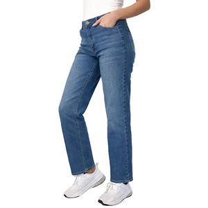 Jeans de Mezclilla Clásicos para Mujer, Cintura Alta, Corte Recto, Lavables, Estampado Digital Sólido, Vintage, Elegantes, para Invierno y Otoño - Product Image 3