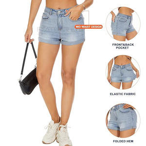 Pantalones cortos de moda para mujer personalizados 2024, pantalones cortos vaqueros de algodón de Color personalizados para mujer, pantalones cortos transpirables - Product Image 4