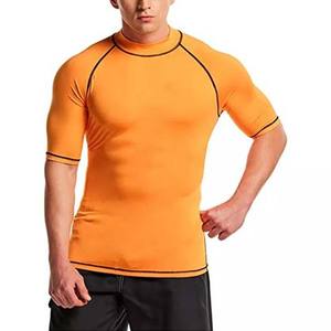 Maillots de bain anti-UV UPF50+ de haute qualité à manches courtes 100% coton polyester séchage rapide respirant pour la gym et le fitness unisexe - Product Image 1
