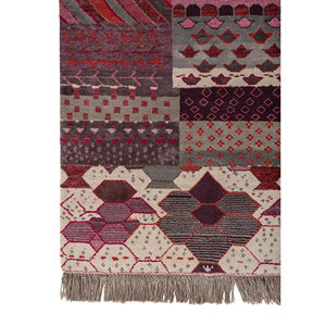 Alfombras Anudadas a Mano de Lana y Seda de Bambú con Patrón Geométrico Manchaha, Rosa y Morado para Uso Doméstico-Les-2847 - Product Image 4