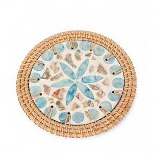 Mantel Individual Moderno de Ratán y Madreperla para Decoración de Mesa Sencilla, de Vietnam - Product Image 3