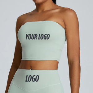 Strapless Sexy Sports Bra for Women Anti-Sweat Fitness Crop Top Breathable Yoga Bra Shockproof Gym Workout Top <b>Knee</b> Solid - Product Image 3