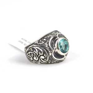Bague pour homme en argent sterling 925 artisanal avec pierres en zircon et design stylo - Technologie d'incrustation, placage rhodium, pour un usage quotidien - Product Image 1