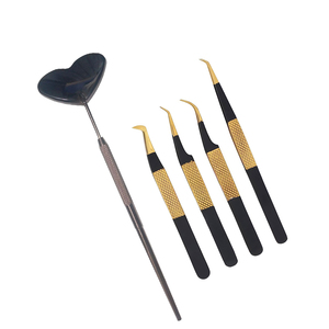 Ensemble de miroirs pour extensions de cils en acier inoxydable de haute qualité en forme de cœur, logo personnalisé, pinces antistatiques pour les professionnels de la beauté - Product Image 2