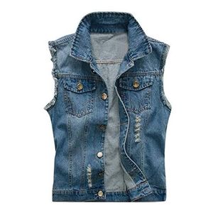 Chaleco de mezclilla para los hombres modernos, chaleco de mezclilla con estilo vintage informal, un armario esencial desgastado, estilo fresco sin esfuerzo - Product Image 1