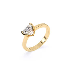 Anillo de Diamante Cultivado en Laboratorio con Corte Solitario en Forma de Corazón, Regalo Romántico de Aniversario con 1.01 Ct |   En oro amarillo, blanco y rosa de 9 quilates - Product Image 3