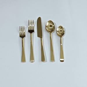 Handmade Forged Slim Round End Handle Stainless Steel Wedding <b>Cutlery</b> <b>Gold</b> PVD Plated <b>Cutlery</b> Spoon and Fork <b>Set</b> - Product Image 3