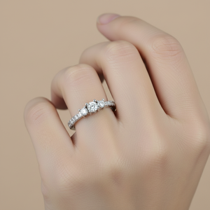 Elegant Certified Three <b>Stone</b> Round Diamond Ring For Women's - Product Image 5