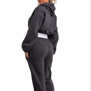 Sudaderas con capucha de alta calidad para mujer, Color sólido en blanco, para mujer, con hombros descubiertos, talla Regular, holgada, para niñas, ropa, chándales - Product Image 2