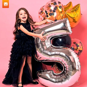 Kit of 10 Number <b>Balloons</b> for Birthday Party <b>Decorations</b>, 80cm - Assorted Colors - Product Image 3