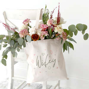 Wifey Wedding Cotton Canvas Tote Bag with Open Gemstone Closure for Special Occasions - Product Image 4