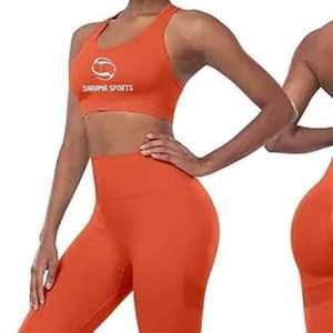 Conjunto de Leggings y Top Deportivo Transpirable para Mujer, Venta al por Mayor Personalizada, Brasier Deportivo Transpirable para Yoga, Ropa de Gimnasio sin Costuras con Patrón Sólido, Ropa Deportiva - Product Image 2