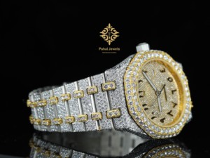 Reloj de Lujo Personalizado de 40 mm, Acero Inoxidable con Incrustaciones de Moissanita, Chapado en Oro de 18K, Estilo Hip Hop, Diamantes, Movimiento Mecánico de Dos Tonos con Fecha - Product Image 2