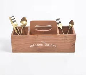 Kitchen Countertop Wooden Spoon Fork Knife Utensils Flatware Holder Gadgets Stand <b>Cutlery</b> <b>Storage</b> Organizer Holders Tissue Box - Product Image 2