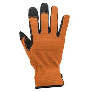Gants de mécanicien en cuir orange-noir à doigts complets Gants de mécanicien de sécurité résistants aux vibrations pour hommes fabriqués par la Bolivie - Product Image 2