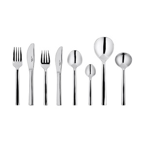 Cubiertos plateados de acero inoxidable para uso diario, conjunto de cubertería tradicional de titanio y plata con mango, seguro y saludable, gran oferta - Product Image 4