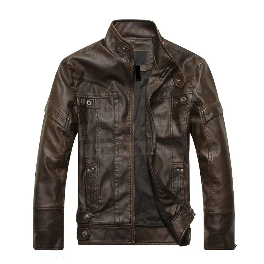 New Design Fashionable PU Fabric Motorcycle Style Winter Leather Clothes Men Leather Jacket