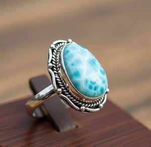 Bague de mode en alliage de haute qualité, design tendance, cristal turquoise, plaqué or rose rhodié, alliance de mariage, Rudra Gems - Product Image 3