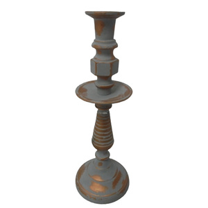 Bougeoir en aluminium pour la décoration de la maison lot de 3 bougeoirs gris avec cuivre antique pour décoration de salon faite à la main - Product Image 1