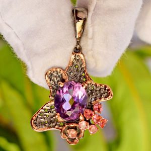 Joyería fina de Plata de Ley 925 para mujer, colgante de ajuste de piedra preciosa de zafiro Rosa Natural, amatista púrpura dorada, diamante - Product Image 3