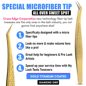 Pro Fiber Tip Eyelash Extension Tweezer 75 Degree Russian Volume Fan Narrow Tip High Quality Precision Lash <b>Tool</b> - Product Image 2