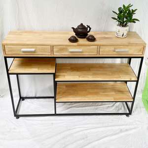 Contemporary Industrial Luxury Accent <b>Console</b> <b>Table</b> with Wooden Top and Iron Frame-CST039 - Product Image 2