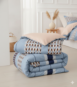 Ensemble de literie moderne en coton tissé de luxe 4 pièces pour lit double, housse de couette à imprimé floral, taies d'oreiller assorties, coton lavé toutes saisons - Product Image 4