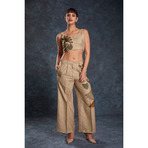 Ensemble haut et pantalon imprimé en lin marron prêt à porter Tailles XS-XXL tenue 2 pièces confortable pour femme pour un usage décontracté et quotidien - Product Image 1