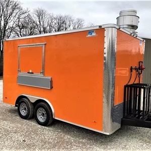 <b>Orange</b> Mobile Food Trailer Stainless Steel Food Truck Trailer Dual Axle Mobile Kitchen for Catering - Product Image 1