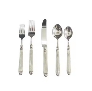 Juego de cubiertos de lujo personalizado con mango, cuchillo, tenedor y cuchara, cubiertos de acero inoxidable, juego de cubiertos de plata en acero espejado - Product Image 1