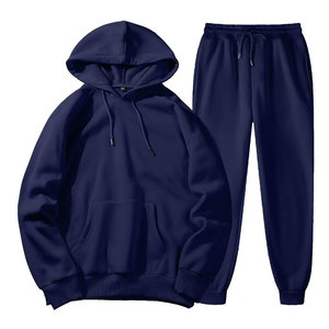 2023 hommes élégant pleine fermeture éclair à capuche vestes et pantalons de survêtement solide motif hiver survêtement ensemble grande taille Jogging survêtements - Product Image 3