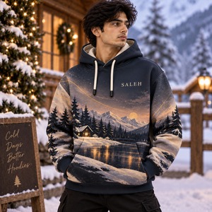 Christmas Inspired Custom Unisex Hoodies Winter Pullover Sweatshirt 100%Cotton Fleece Breathable OEM Clothing Manufacturer - Product Image 1