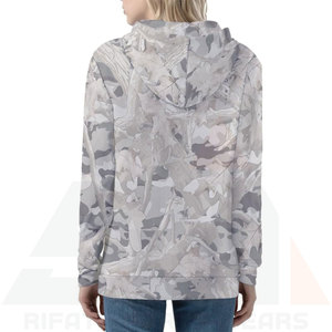 Sudadera con Capucha para Mujer, Estilo Táctico Invernal, Tejido de Felpa, Estampado Gris Claro y Blanco por Sublimación, Mezcla de Algodón Suave, Logotipo Frontal - Product Image 4