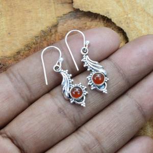Classical <b>Earrings</b> Jewelry For Women Silver Boho Style Jewelry 925 Sterling Silver Carnelian Gemstone <b>Handmade</b> <b>Earrings</b> Gift - Product Image 2