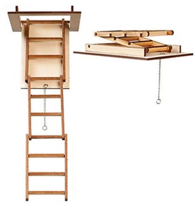 Escalera Plegable de Madera Maciza para Ático, Escalera Retráctil de Madera para Acceso al Techo, Venta al por Mayor - Product Image 1