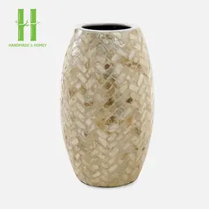 High Quality Mother of Pearl Modern <b>Table</b> <b>Vase</b> Decoration Handmade <b>Vase</b> Flower Decor Home OEM Design and Package Made in Vietnam - Product Image 1