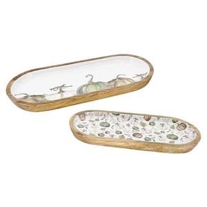 elegant Green geometric enameled Wooden Serving Platter Appetizer Snack Tray Kitchen Decor Housewarming Gift - Product Image 4