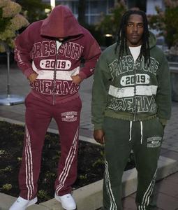 ชุดวอร์มใส่ได้ทั้งชายและหญิงมีซิปชุดวอร์มทรงหลวมมีฮู้ดไซส์ใหญ่พิเศษชุดวอร์มสำหรับผู้ชาย - Product Image 4