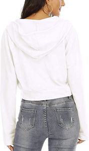 Hot Selling Casual 100% Cotton Streetwear Crop <b>Top</b> Hoodie Low MOQ Different Sizes <b>Thermal</b> Hooded Collar Front - Product Image 3