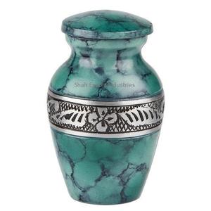 Escena de pescador pintada Imagen azul de metal Urnas de recuerdo Suministros funerarios conmemorativos Amados Urnas de cenizas de entierro - Product Image 5