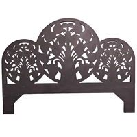 Tête de lit en bois sculpté artisanal style bohème Smart Art, finition MDF noir et or antique, éclairée, pour chambre à coucher