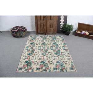 พรมวินเทจขนาด 5.9x4.3 ฟุต พรมตุรกี พรมขนสัตว์สีน้ำเงินลายปะติด - Product Image 3