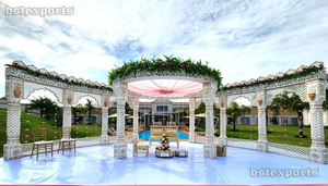 Beautifully Golden Carved Design Mandap Setup Indian Wedding Mandap Decoration in USA Hexagon Shaped Golden Carved Mandap - Product Image 4