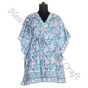 Caftan indien imprimé en coton fait à la main Kaftan KFCS003 Abaya Kaftan Caftan arabe Jalabiya Dubai Fashion Hand Block Print - Product Image 4