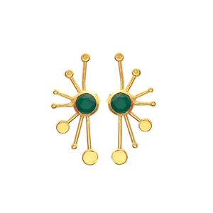 New Arrival Green Onyx Gemstone 925 Sterling Round Shape Silver Earrings - Product Image 1