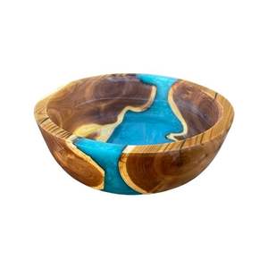 Handcrafted <b>Wooden</b> <b>Resin</b> Bowl Modern Rustic Luxury <b>Table</b> Centerpiece Artistic Home Kitchen Decorative Accent - Product Image 1
